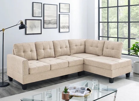 Louden 2 - Piece Upholstered Sectional beige, INCOMPLETE (box 2 of 2, chaise only)