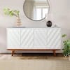 Horaz White Wood 60 in.W 4-Doors Mid-century Modern Sideboard with Solid Wood Legs