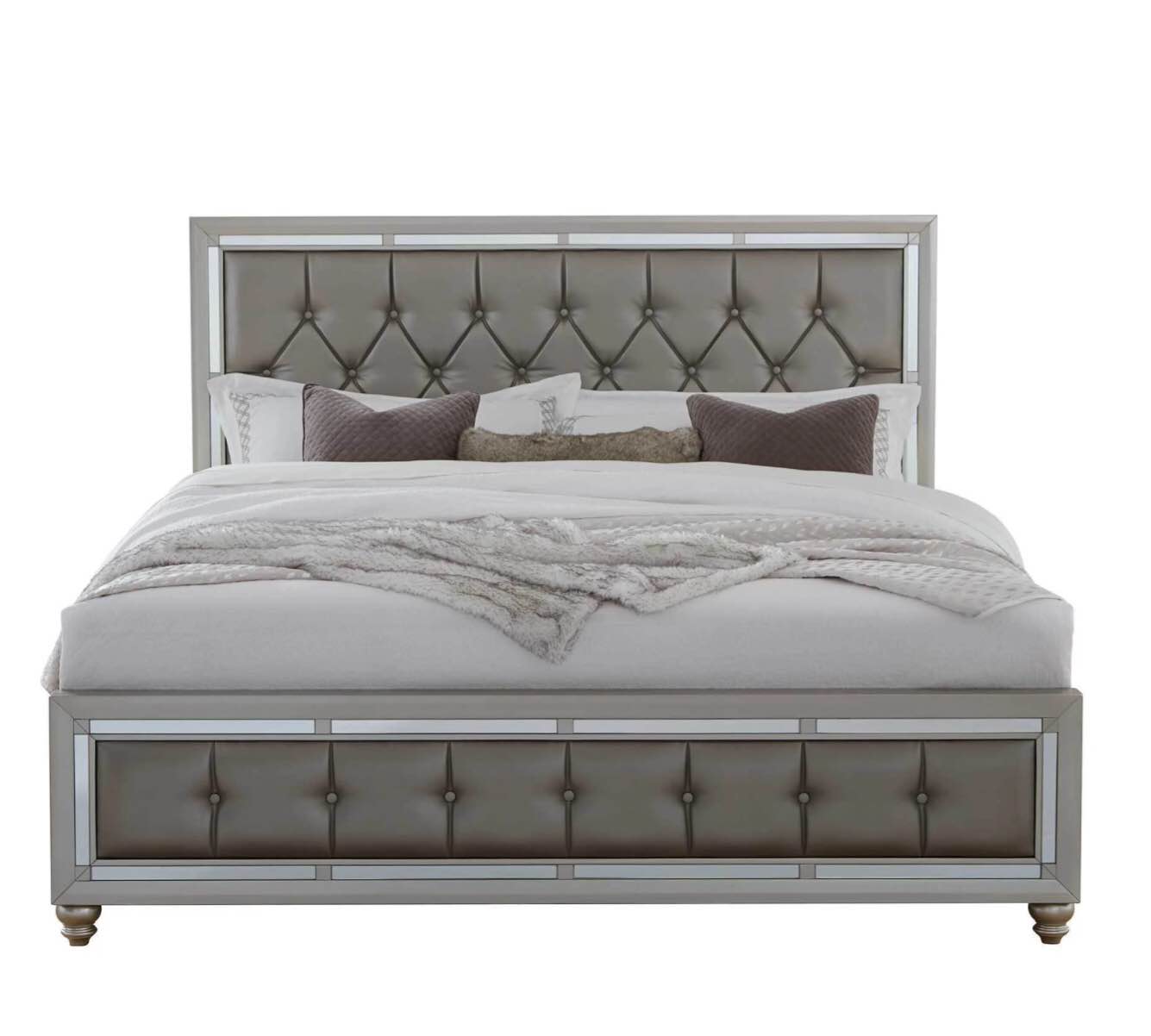 Global Furniture Riley Silver Queen Panel Bed (Incomplete) box 2/3 only 