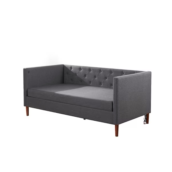 Zinus Shalini Dark Grey Upholstered Twin Daybed with USB Ports (STOCK PHOTO SIMILAR BUT NOT EXACT)