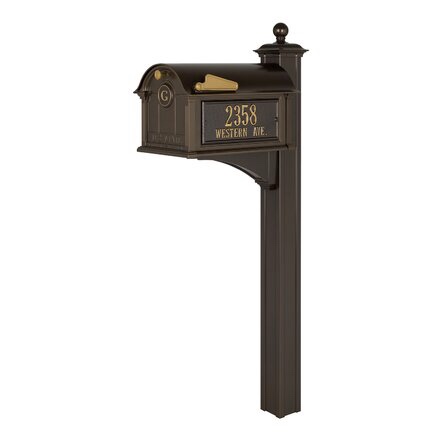 Balmoral Aluminum Post Mounted Mailbox with Magnetic Closure By Whitehall Products (INCOMPLETE)
