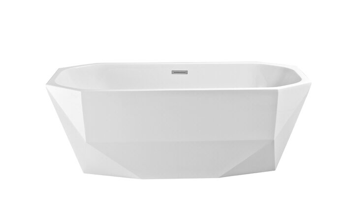 N-620-63FSWH-FM 63" x 29" streamline free standing bathtub 