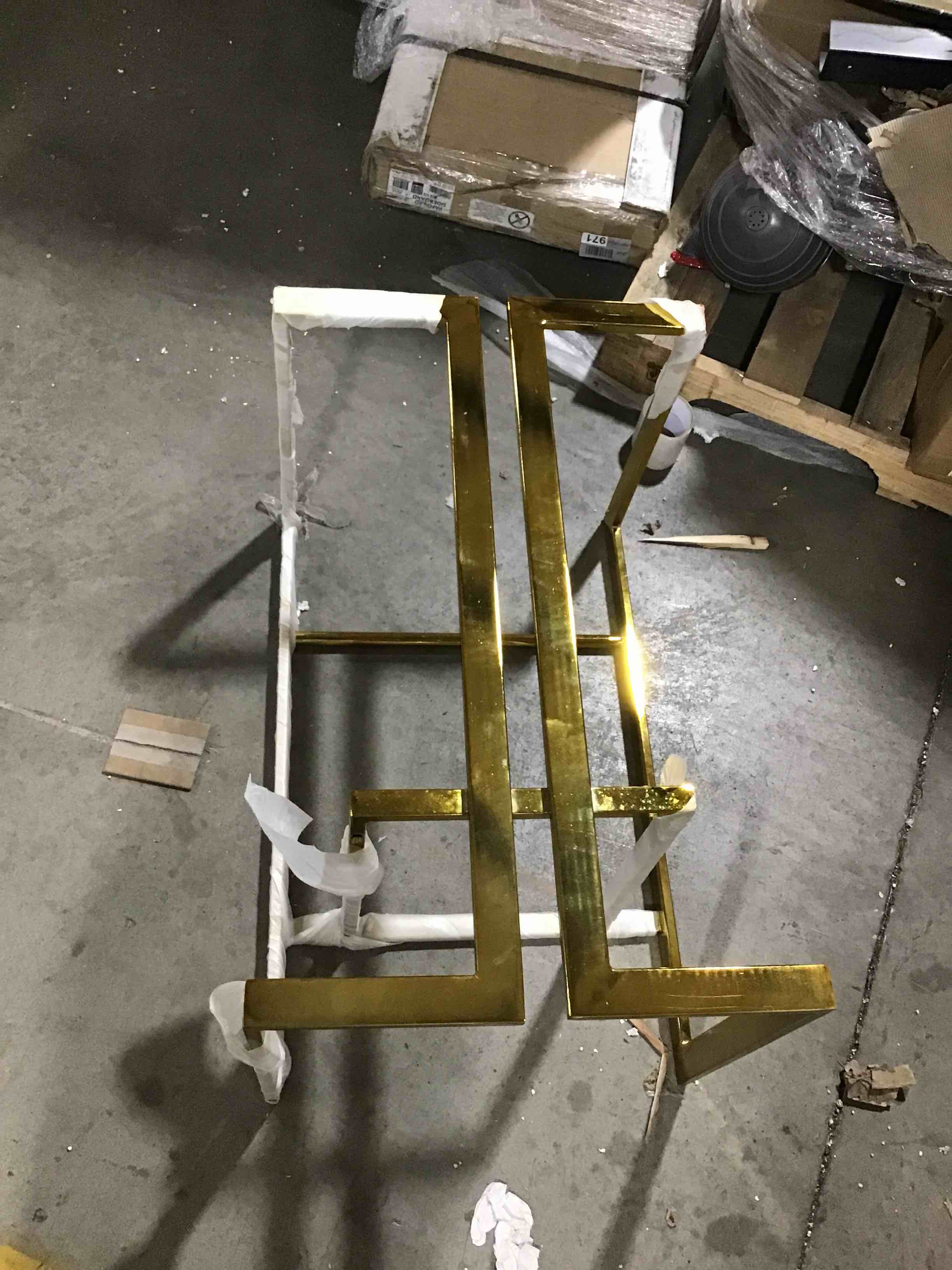 Glass Table Gold Base Coffee Table 30.5x19x14” 