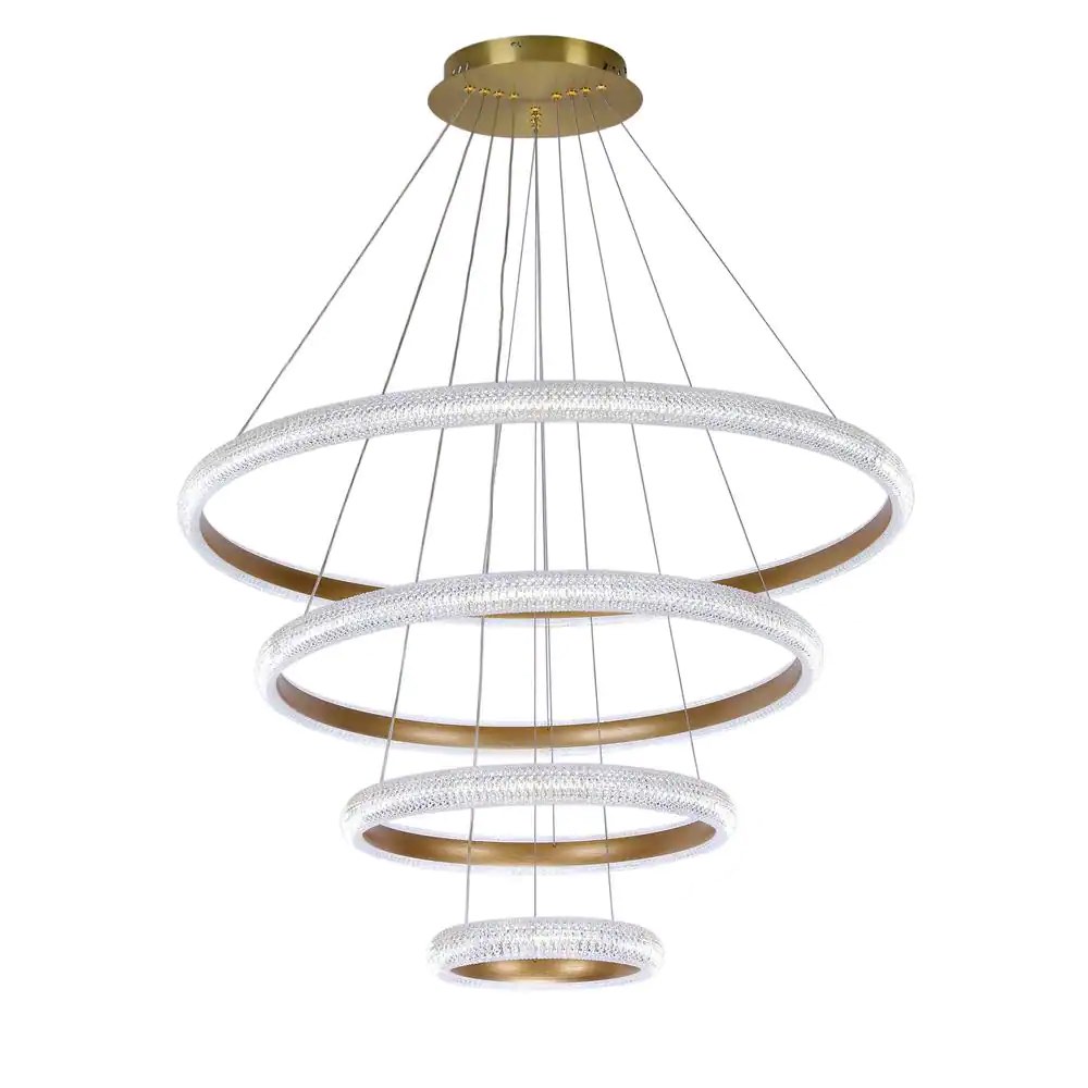 120-Watt 4-Light Integrated LED Unique Tiered Circular Chandelier