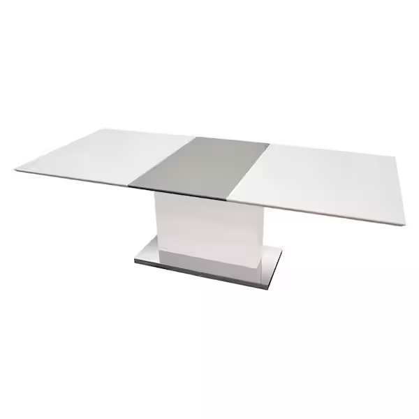 Calpurnius Extendable 71 in. or 95 in. Modern White Rectangular Dining Table (base only)