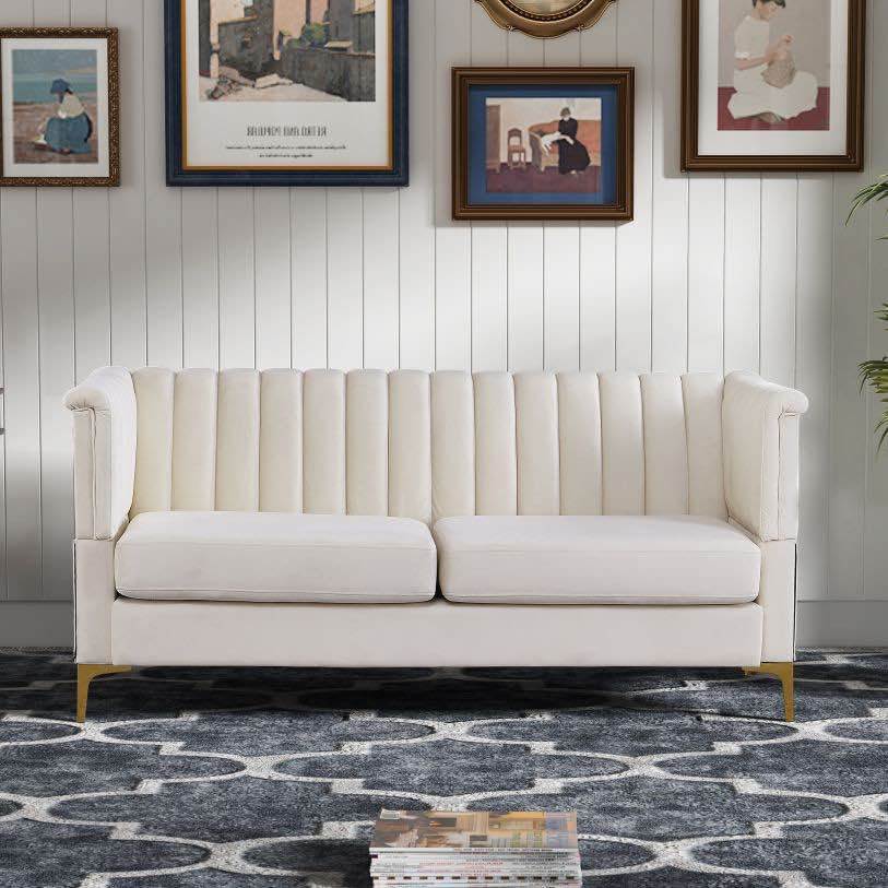 Dg Chuang Ying | Winforce Factory Directly Supply 70.5"es Wide Velvet European Couch, Fabric Beige W1191S00006 (incomplete, box 2 of 2, armrest only)