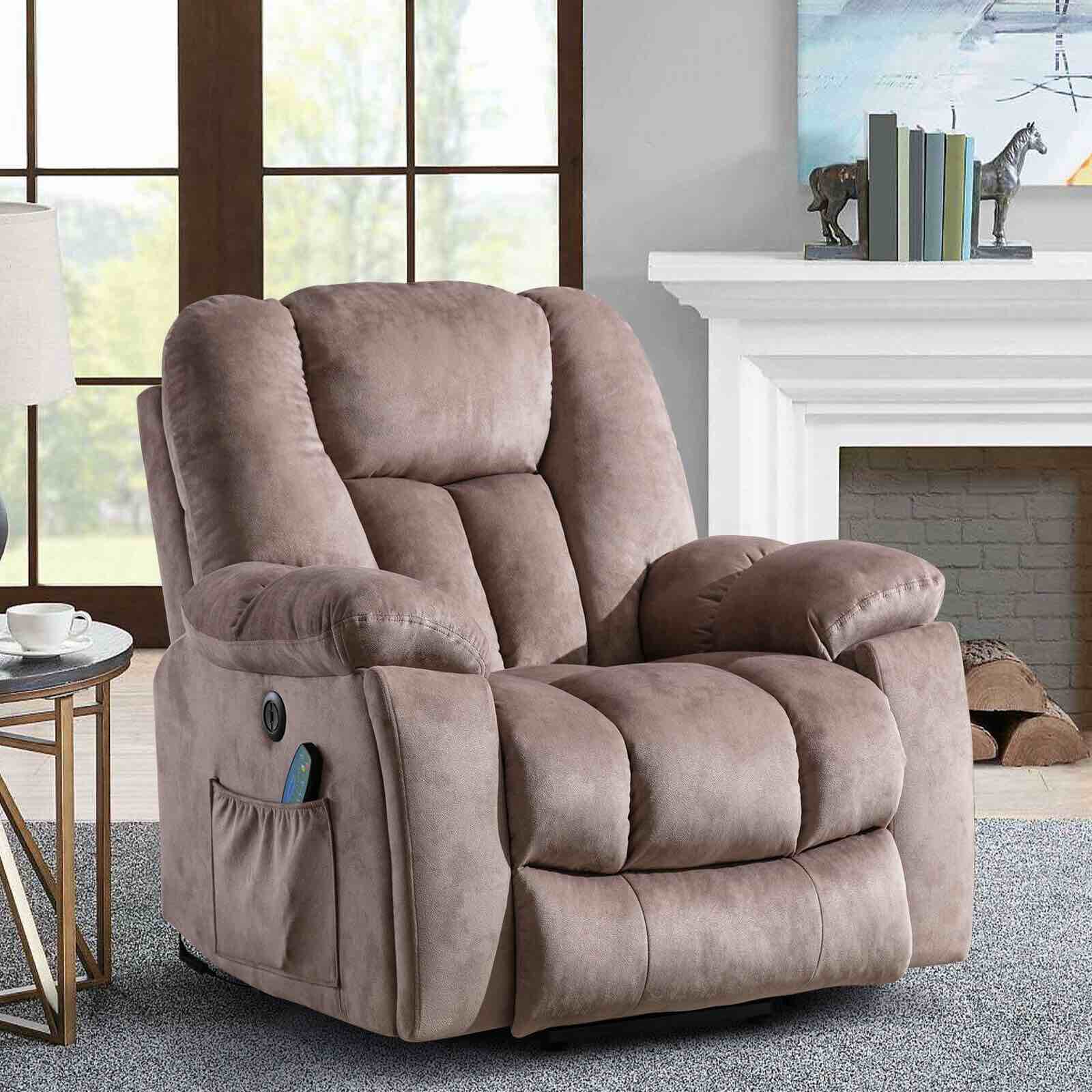 40.9'' Oversize Massage & Heated Recliner Lift Function with Side Pocket brown (incomplete, box 1 of 3 only)
