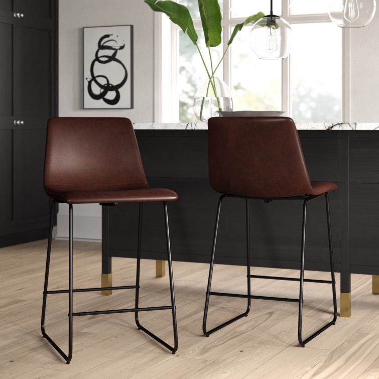 Dark Brown Luca Upholstered Bar & Counter Stool (Set of 2)
