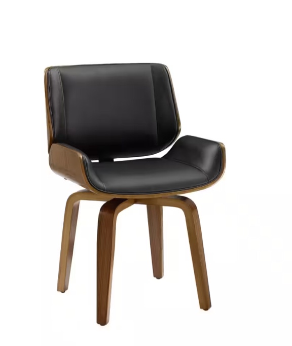 CC052-1-BK-X Iya Black Faux Leather Swivel Side Chair with Wood Frame