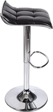Adjustable Swivel Gas Lift Bar Stools, PU Leather with Chrome Base, Black
