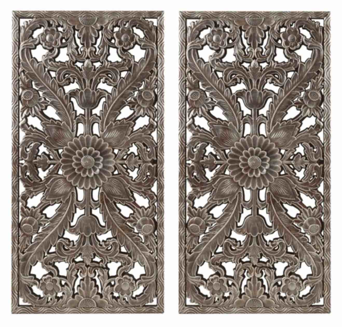 Madison Park Carved 2 Piece Set Wall Panel in Antique Silver Finish 