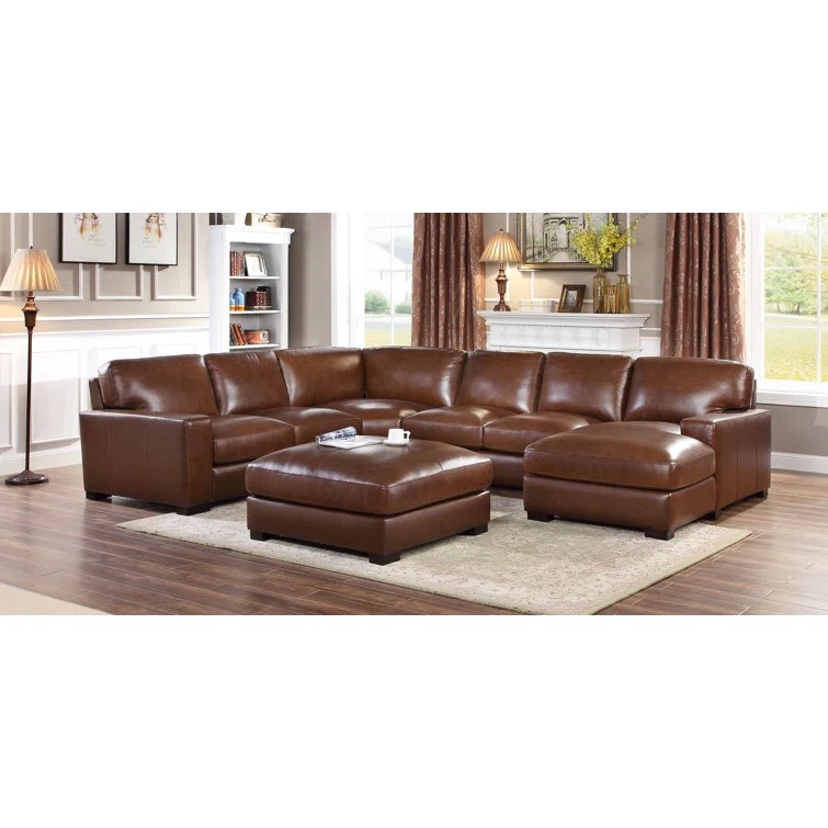 Antanisha 5 - Piece Leather Sectional (incomplete 1 box only)