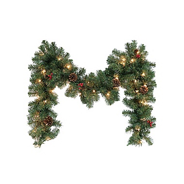 H for Happy™ 6-Foot Christmas Garlands in Green/Red with Clear Lights (Set of 2)