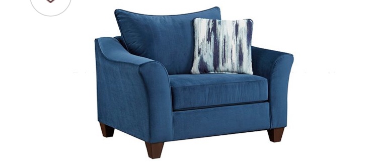 VELOUR BLUE CHAIR picture for reference only. missing legs 