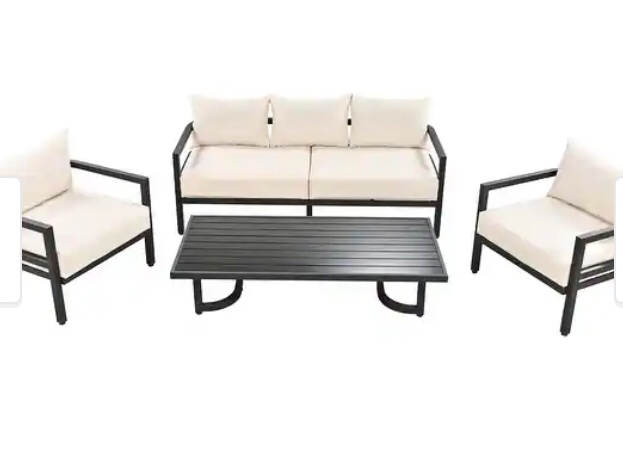 Outdoor 4-piece Steel Sofa Set picture for reference only color gray