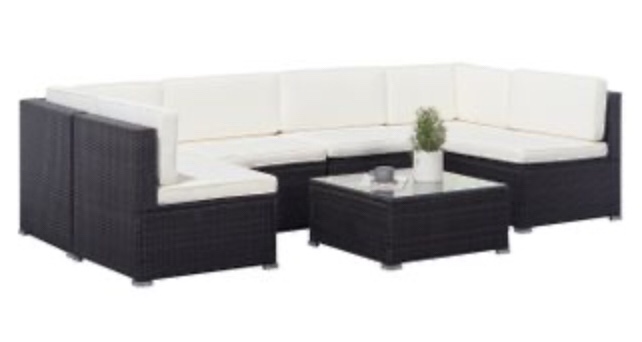 Venice 6-piece Classic Outdoor Wicker Sectional in Black