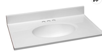 Design House 586198 Cultured Marble Vanity Top 31x19, Solid White