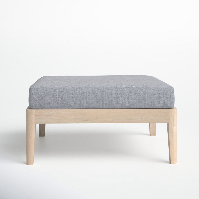 Jurgen Acacia Outdoor 30" Ottoman Coffee Table with Cushion