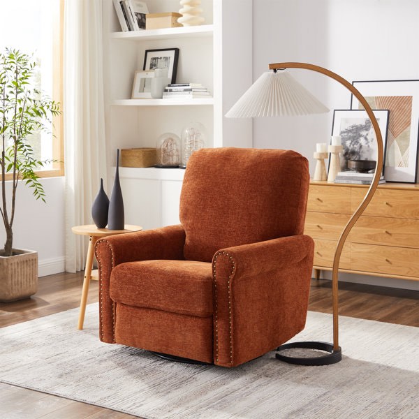 Upholstered Modern & Comfortable 360 Degree Swivel Rocker Manual Recliner Chair