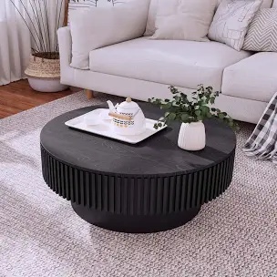 similar)))round coffee table with storage solid wood veneered for living 