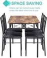 VECELO Kitchen Dining Room Table Sets for 4, 5 Piece Metal and Wood Rectangular Breakfast Nook, Dinette with Chairs, Retro-Brown