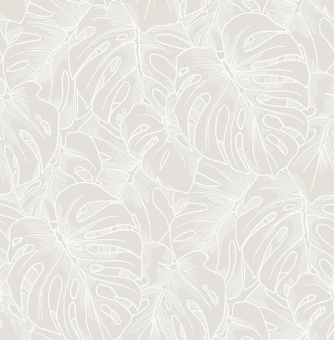 NuWallpaper x Scott Living White Borneo Peel and Stick Wallpaper, Removable Wallpaper