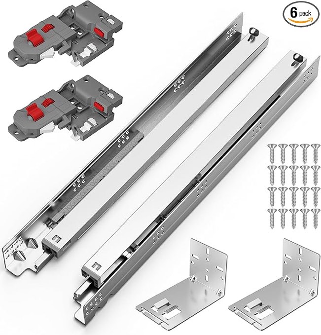 Chibery 18 Inch Undermount Soft Close Drawer Slides, Full Extension 3D Locking Device, Rear Mount Brackets, Concealed Bottom Mount Rails for face Frame Cabinet, 100 LB?18 inch, one pair)