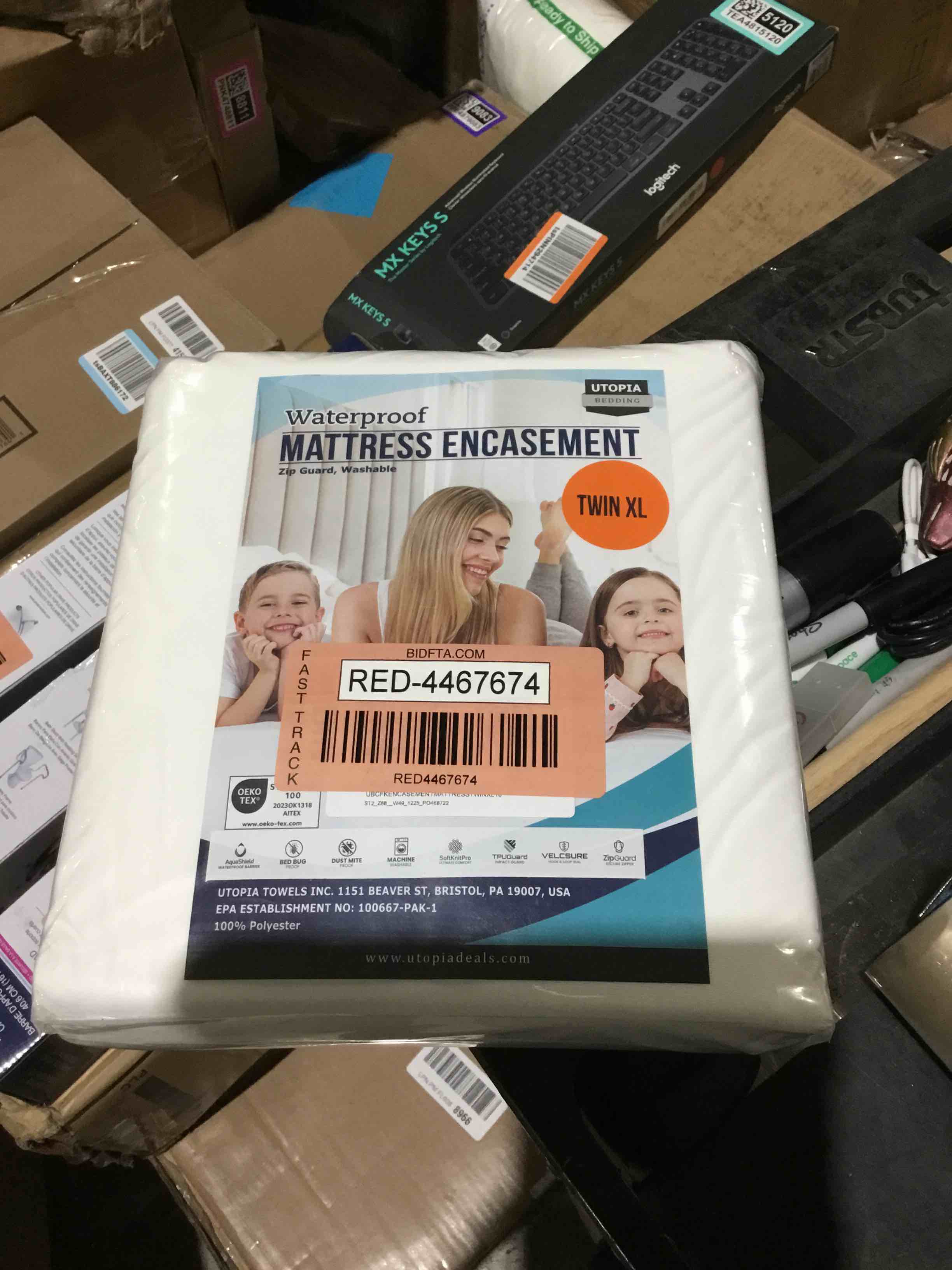 Condition photo showing New/Like New for utopia bedding mattress protector zippered twin xl size, 100% waterproof bed bug and dust mite proof mattress encasement, absorbent 6 sided mattress cover