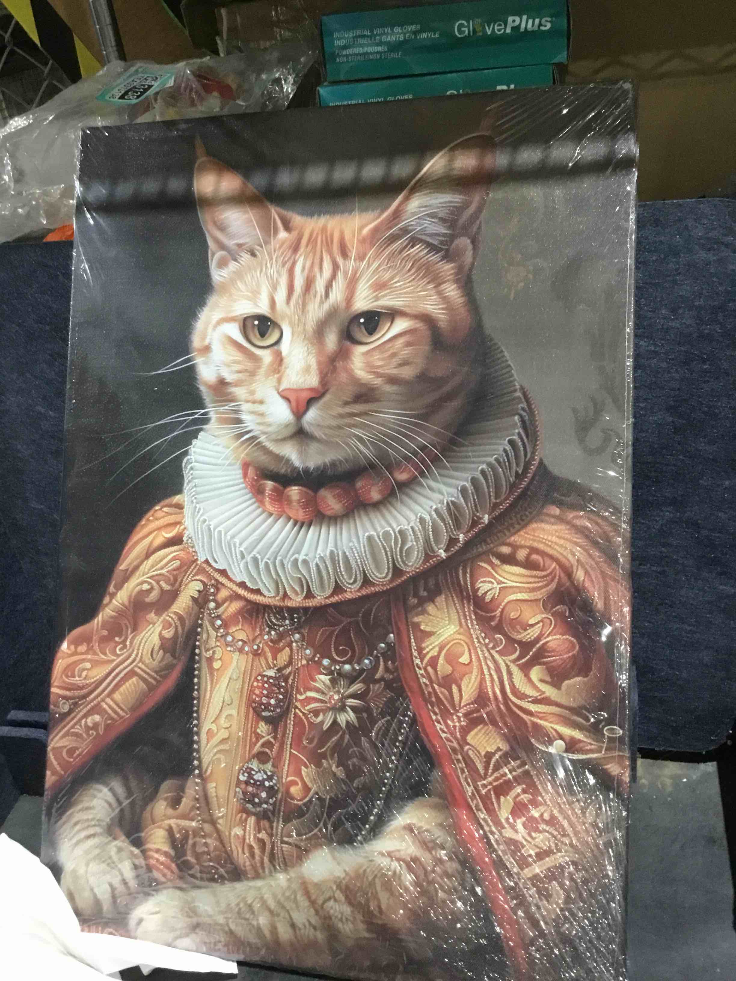 Condition photo showing New/Like New for cat canvas wall art medieval renaissance cats picture wall decor cute animal wall decor vintage painting framed artwork home decor(artwork-1,16"x24") artwork-1 24"l x 16"w