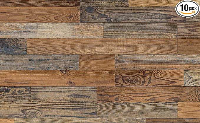 luxdecor real reclaimed wood planks for wall-10 pieces easy nail-up shiplap rustic style 6" wide wood shiplap panels for wall 19.44 sq ft (natural weathered brown)