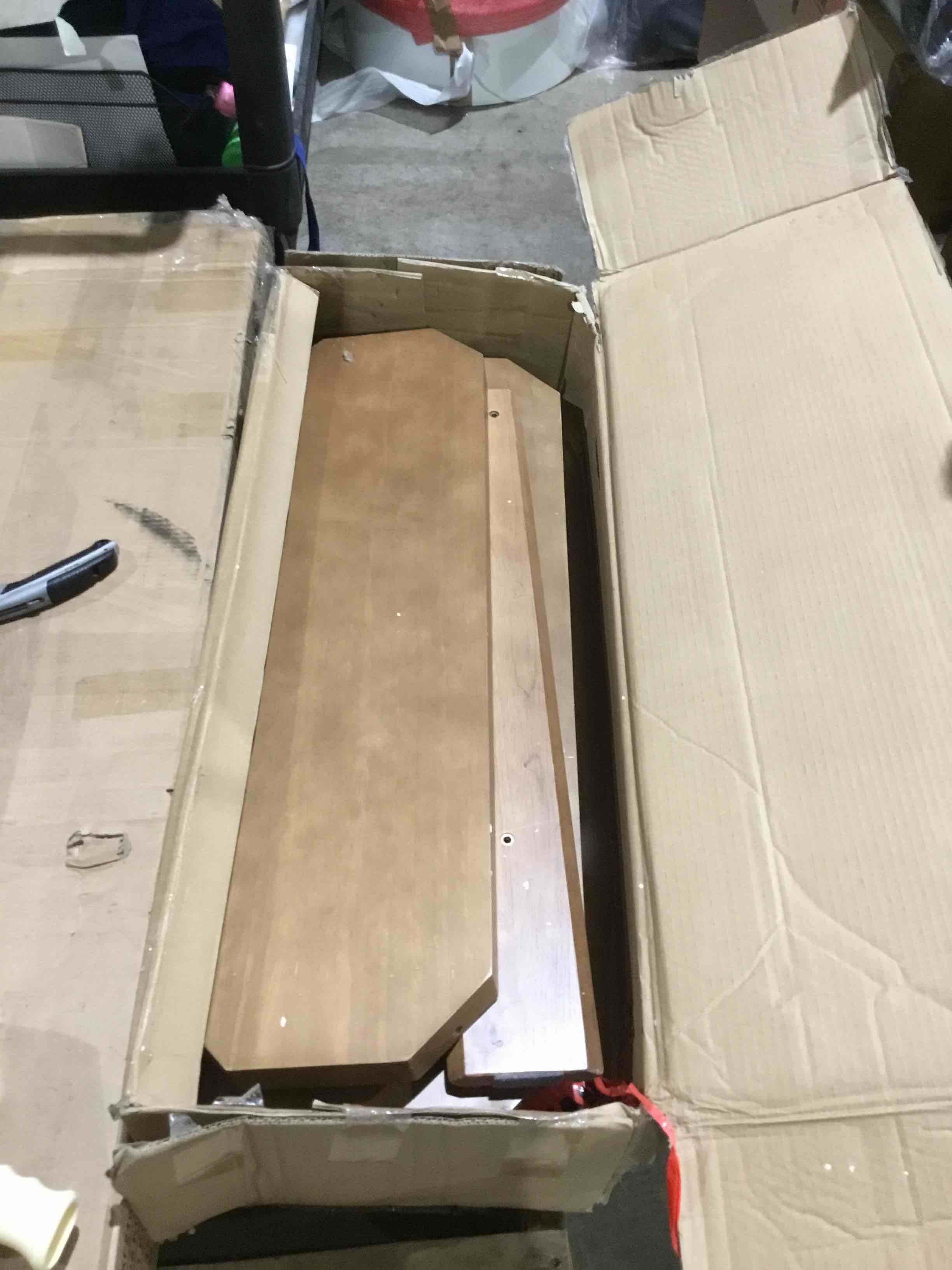 Condition photo showing As Is for alaterre furniture fluted solid wood console table - 36 inch modern entryway table with storage shelf - easy assembly living room furniture for behind the couch, entryway, or hallway