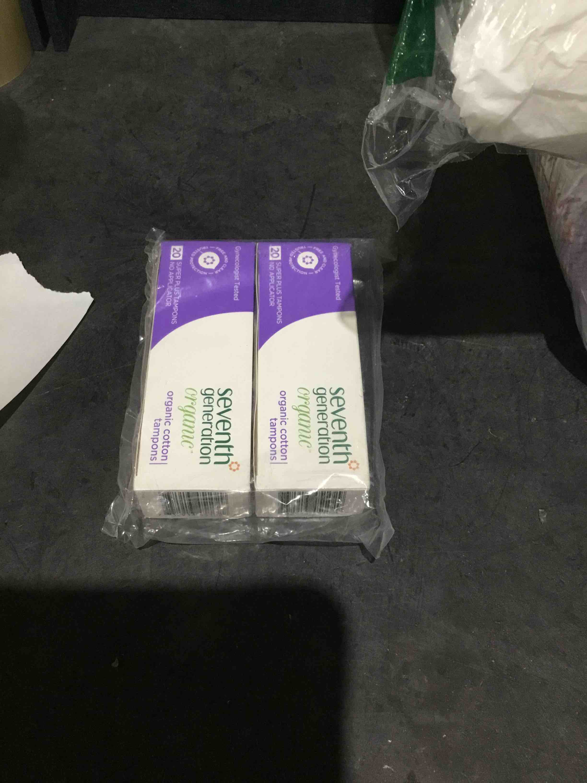Condition photo showing New/Like New for seventh generation organic cotton no applicator tampons, super plus, 20 count, 2 pack 