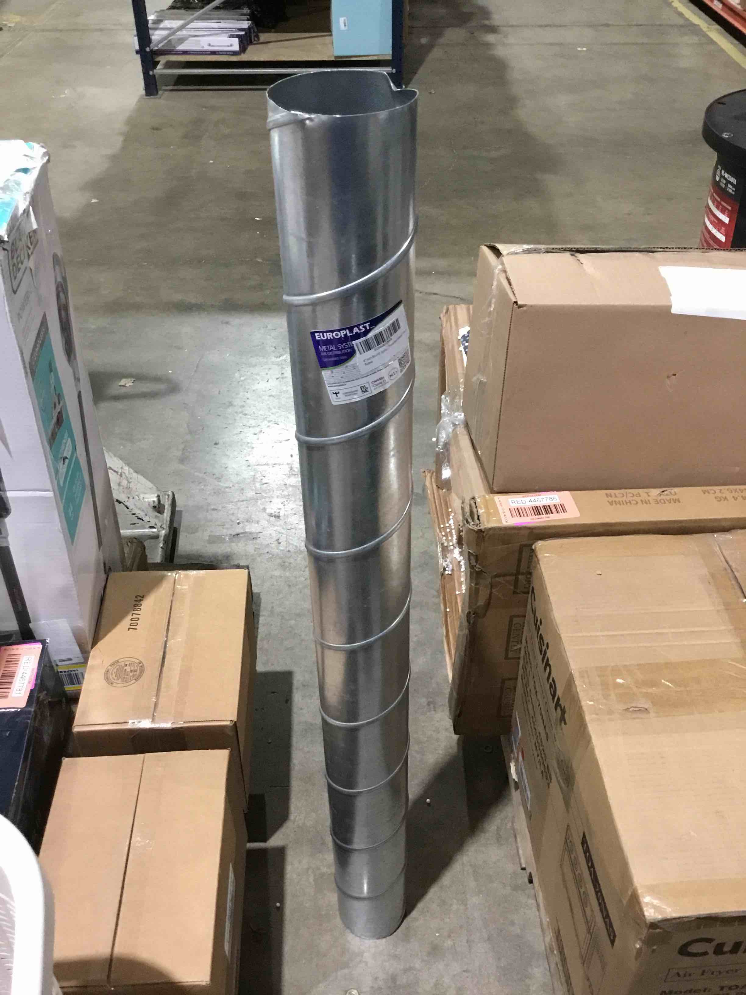 Condition photo showing Good Condition for 4" inch galvanized steel spiral air ducting pipe - 45" inch / 3.8 feet long round metal dryer vent duct - air supply, air exhaust, air intake - hvac systems - exhaust dryers, air conditioning