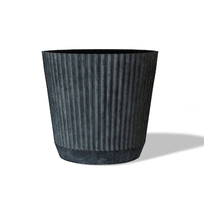 style selections round black planter 