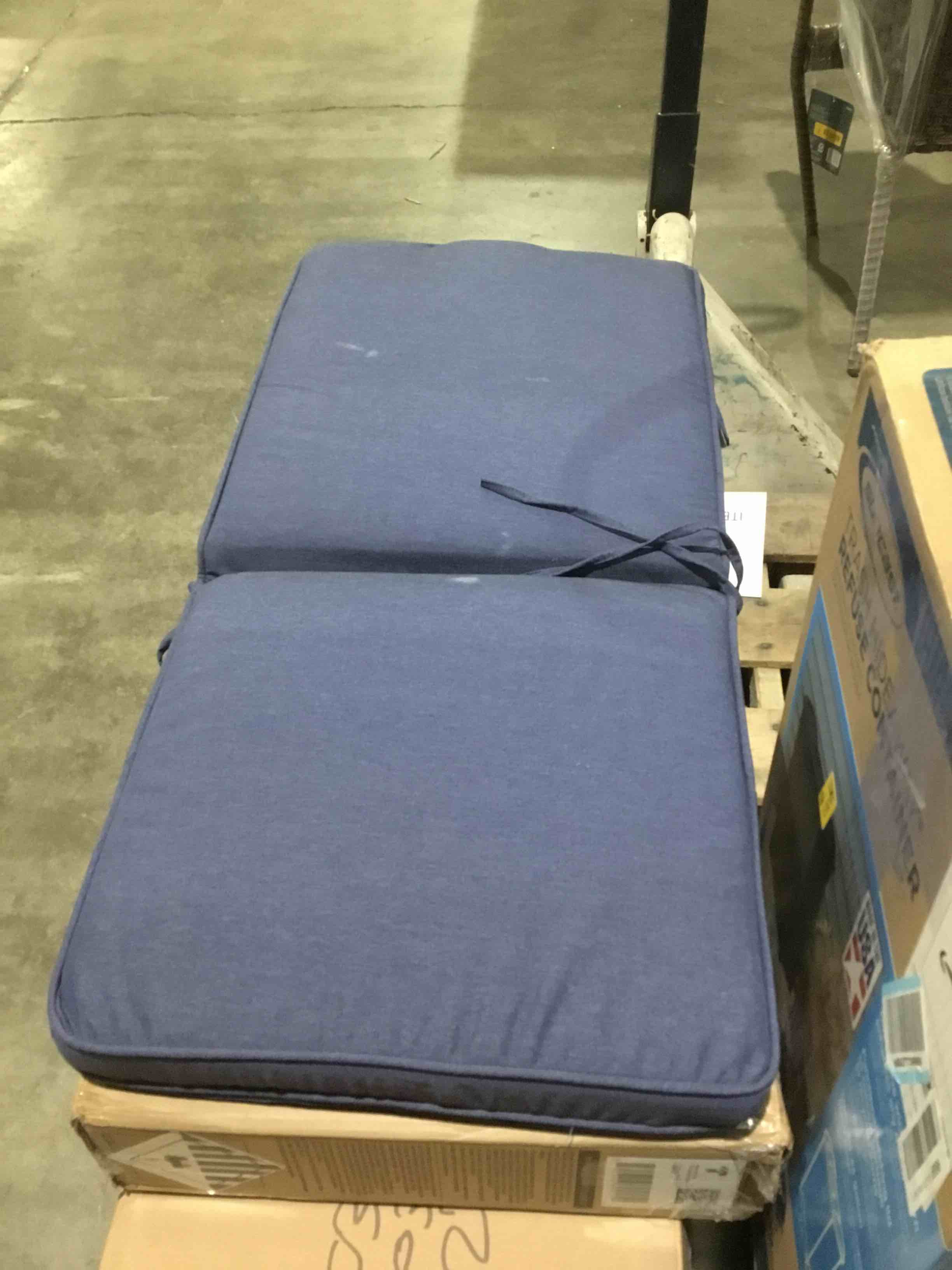 Condition photo showing Good Condition for allen + roth 20-in x 20-in blue high back patio chair cushion
