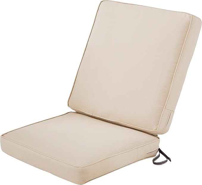 classic accessories montlake fadesafe water-resistant 44 x 20 x 3 inch patio chair cushion, antique beige, patio cushion set