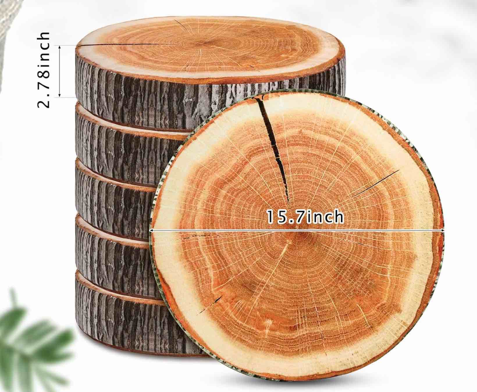 unittype 5 pcs round throw pillow wood decorative soft circle seating tree stump pillow floor cushion natural wood cushion 3d digital printing forest decor for bedroom living room (realistic)