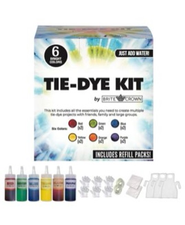 brite crown easy one step tie dye kit with 6 bright colors for all ages