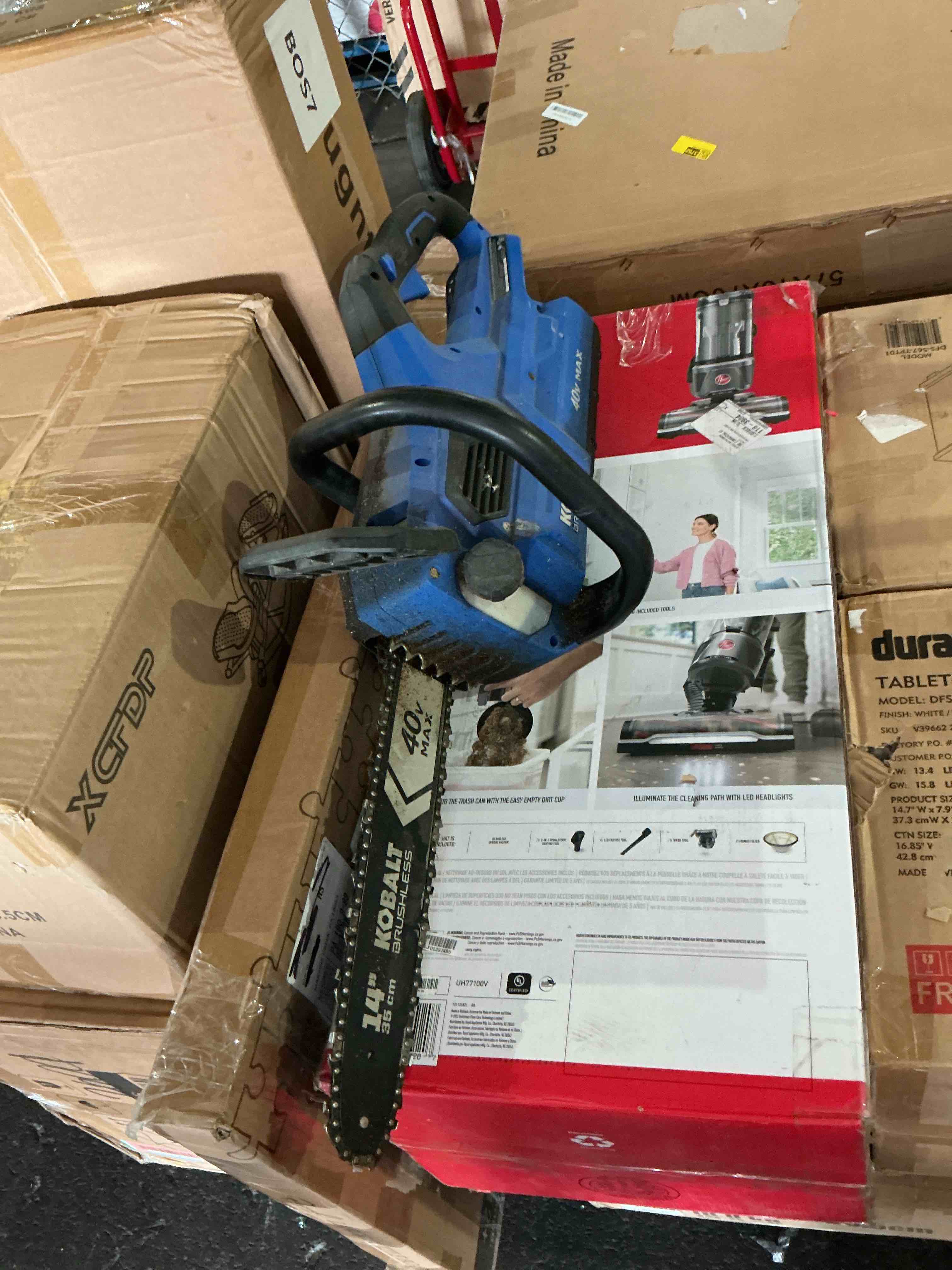 Condition photo showing As Is for kobalt 40-volt 40v lithium ion bare tool 14-in cordless electric brushless chainsaw (battery and charger not included)