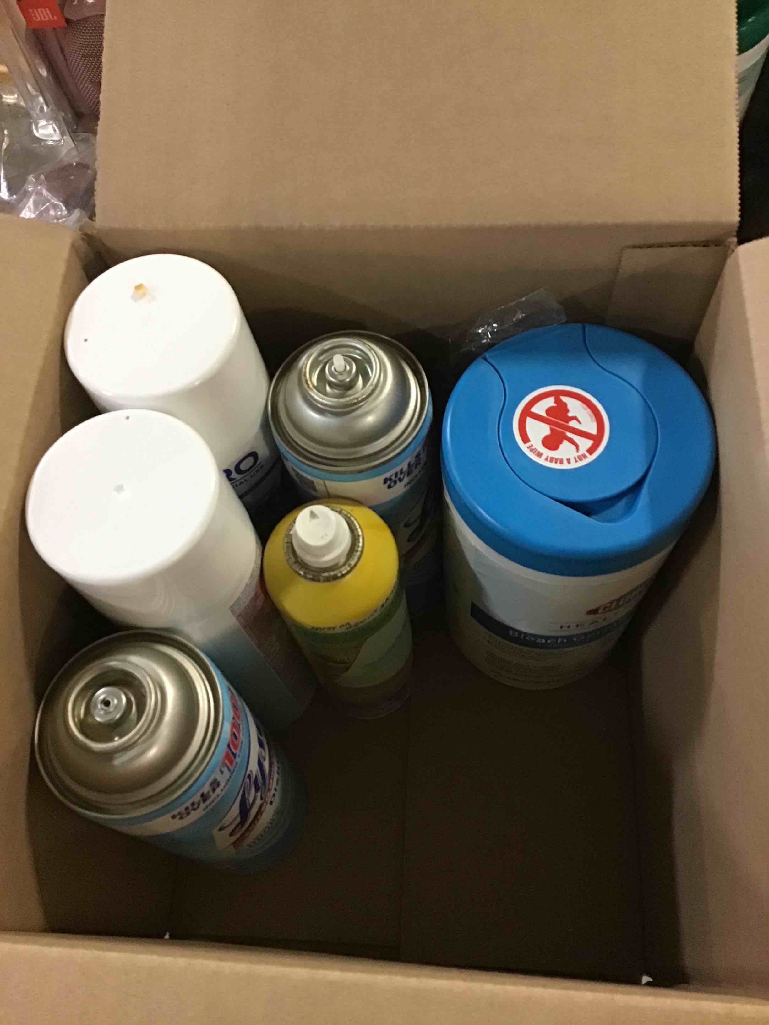 assortment of cleaning supplies (variety)