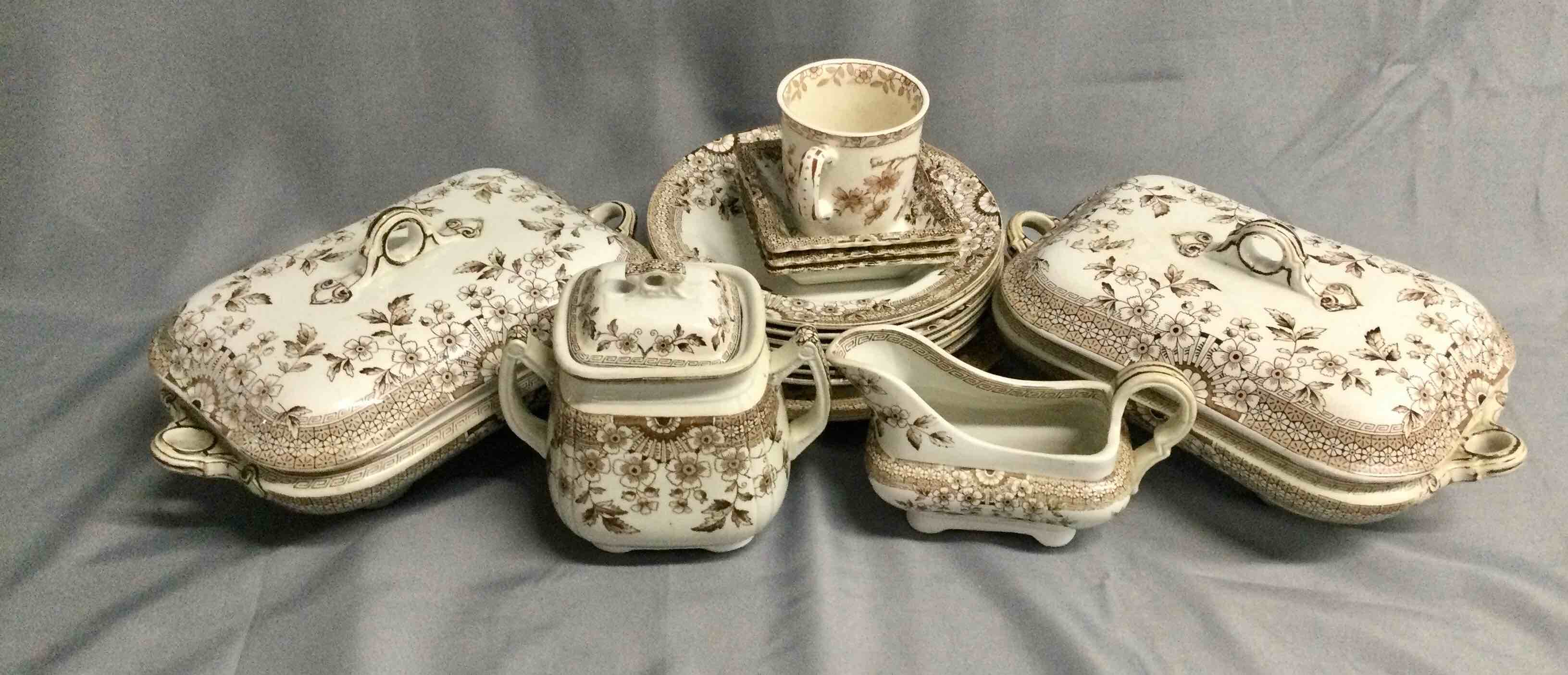 19-Piece A.F. Co. Foley Staffordshire Ironstone Transferware China Circa 1860’s