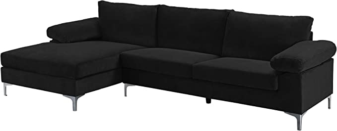 Casa Andrea Milano Modern Velvet Fabric Sectional Sofa ( BOX 1 OF 2 ONLY )