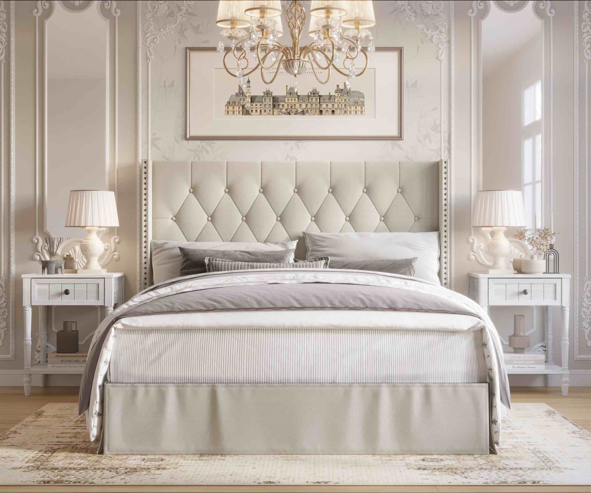 HMD Billy King Upholstered Panel Bed 80136-711 ( SIDE STORAGE DRAWERS NOT INCLUDED )