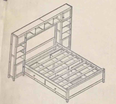 FULL BED WITH 2 DRAWERS AND BOOKSHELF ( BOX 1 OF 3 ONLY / INCOMPLETE )