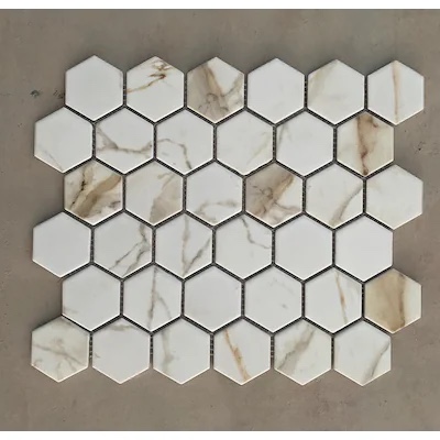 WS Tiles Porcelain Perfection Calacatta Gold 11-in x 11-in Matte Porcelain Hexagon Floor and Wall Tile (9.1-sq. ft/ Carton)