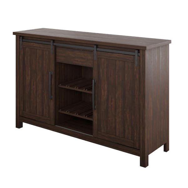 Twin Star Home Modern Farmhouse Saw Cut Espresso Buffet Sideboard
