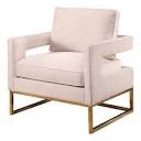 Cassidy Velvet Armchair With Stainless Steel Base, Ivory