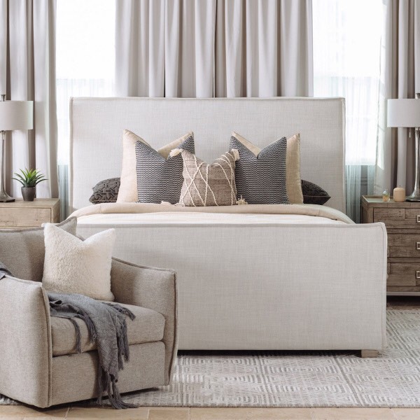 **INCOMPLETE**Bernhardt Loft Highland Park Sawyer Queen Upholstered Bed in Morel