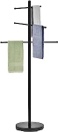 MyGift Black Metal Freestanding Bathroom Towel Holder Drying Rack with 6 Bars and Weighted Base, Spa or Poolside Towel Stand