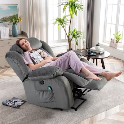 Canmov Power Lift Massage Recliner Gray Powered Reclining Massage Chair with Lift Assistance Item #4983791 
